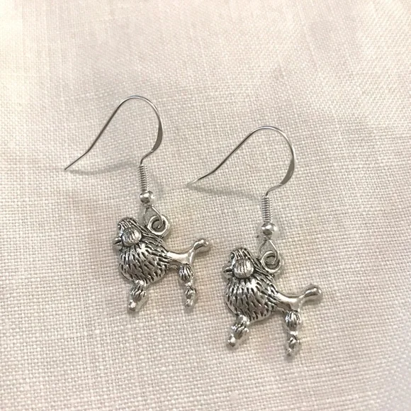 Poodle Silver Earrings Sterling - Picture 2 of 4